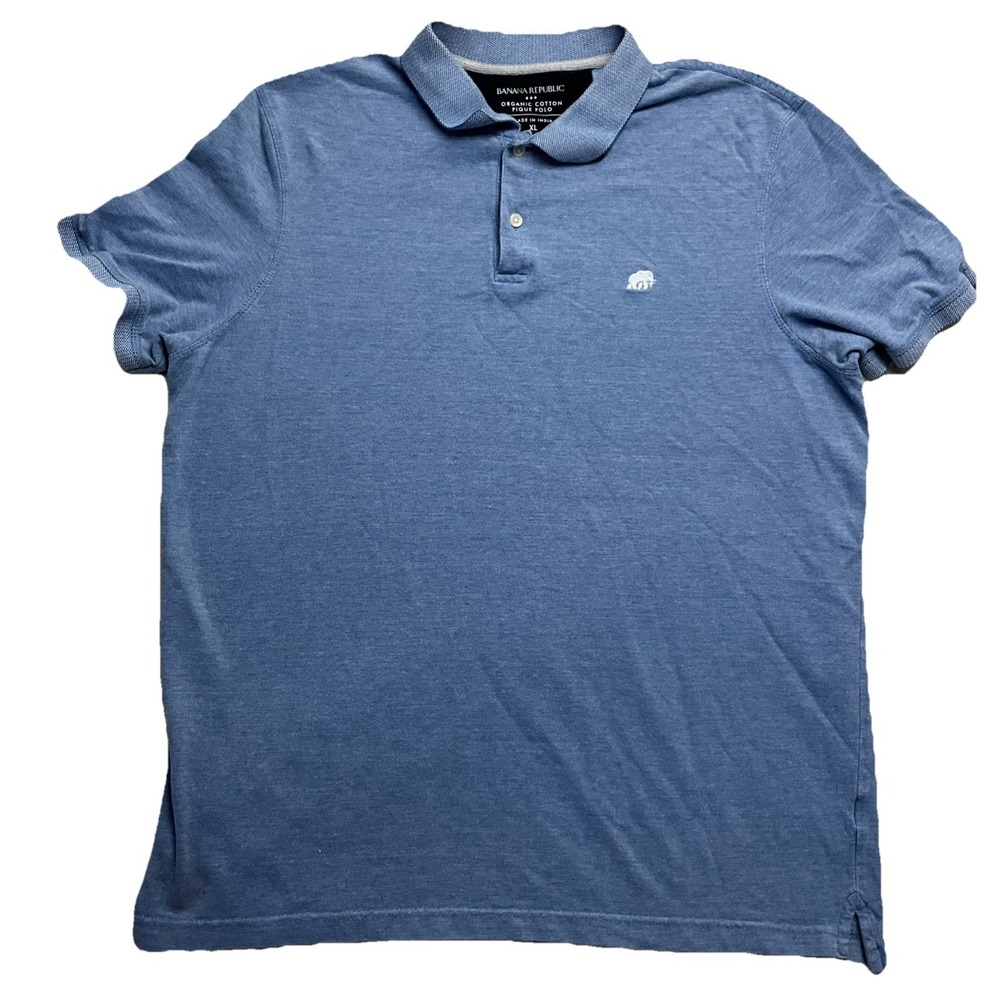 Banana Republic Men's Blue Organic‎ Cotton Short Sleeve Polo Shirt Size XL